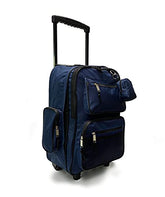 TELOSPORTS 19" Telescoping Double Handles Rolling Backpack Roller Wheeled Bookbag with Mini Pouch (Blue)